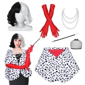 6621 Halloween Costumes For - Black And White Wig With Shawl